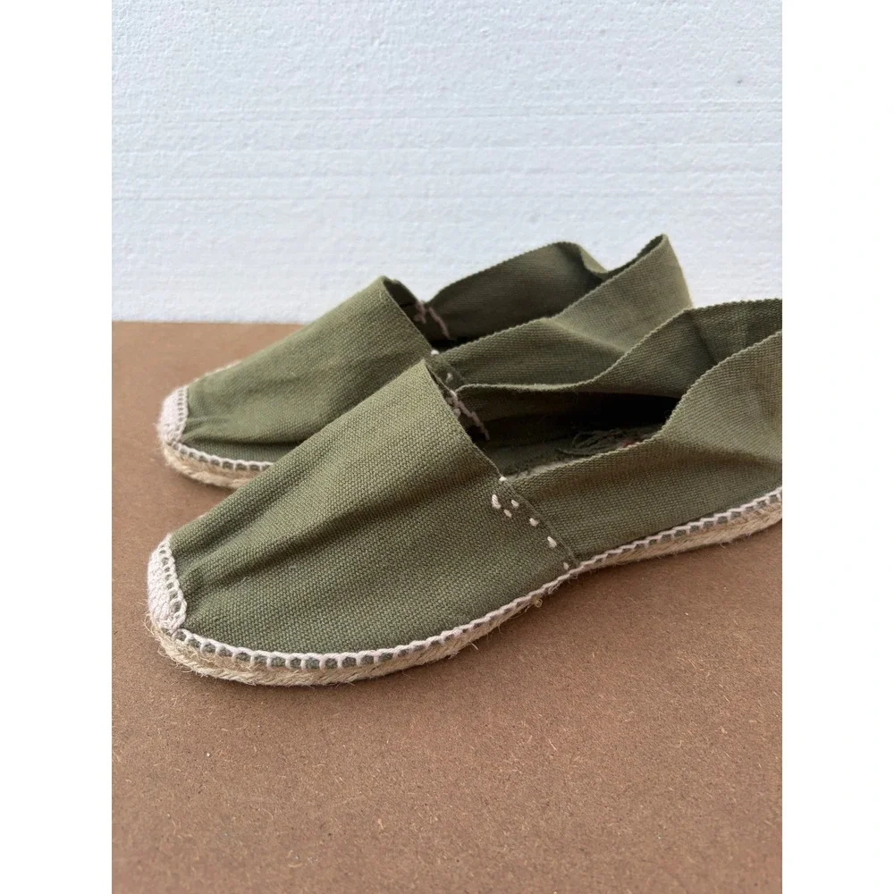 Diegos Handmade in Spain Olive‎ Green Canvas Espadrilles Jute Slip On Flats 37